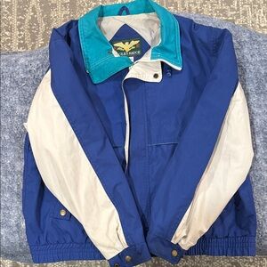 Blue and White Windbreaker Jacket